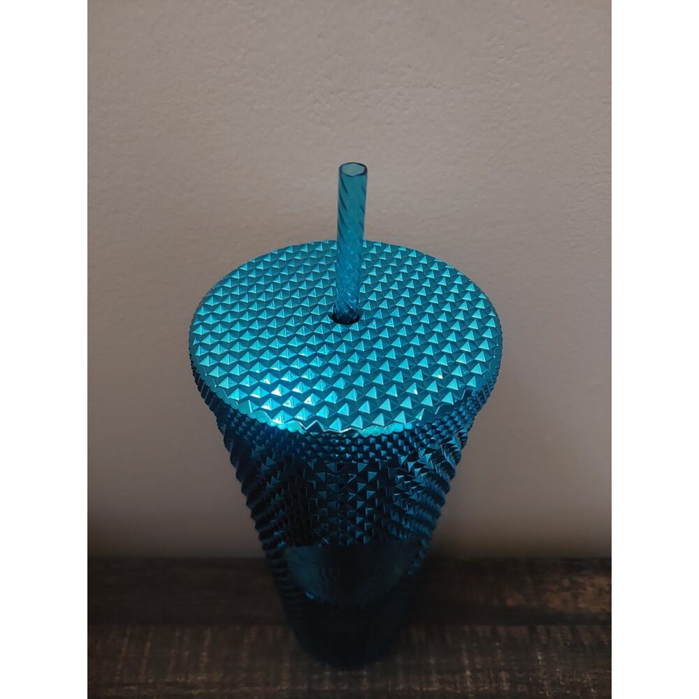 Starbucks 2023 Teal Blue Bling Studded 24 oz. Tumbler Aqua Blue Shiny Brand New - Picture 6 of 7